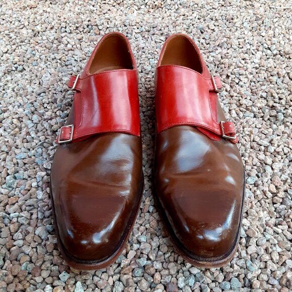 205 Pine Street Classic Double Monk Straps Red and Brown Men's Size 10 - Picture 1 of 9